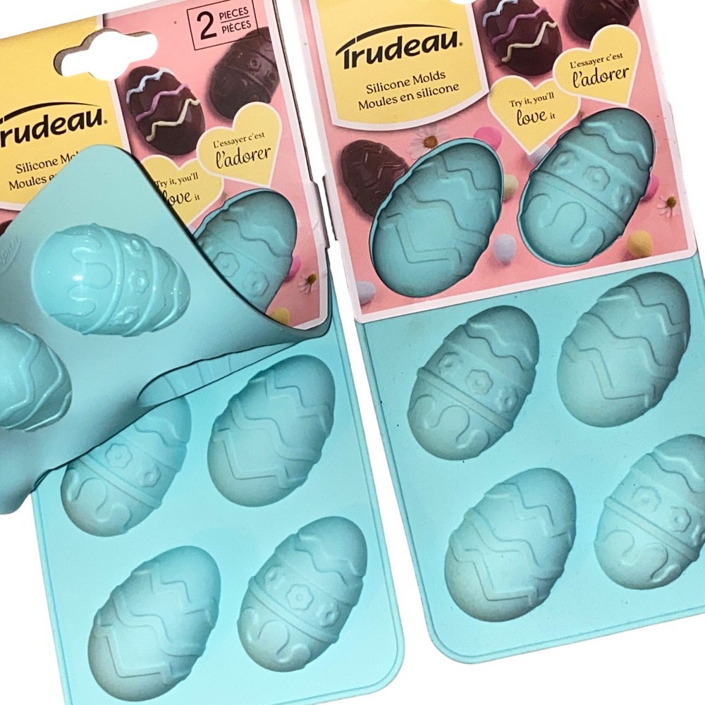 Trudeau Silicone Easter Egg Candy Molds Set of 2 Aqua‎ Blue Chocolate Soap Molds